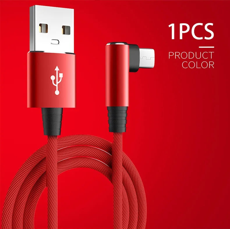 USB to Type-C fast charging data cable in black, blue, and red, available in 0.25m, 1m, and 1.5m lengths.