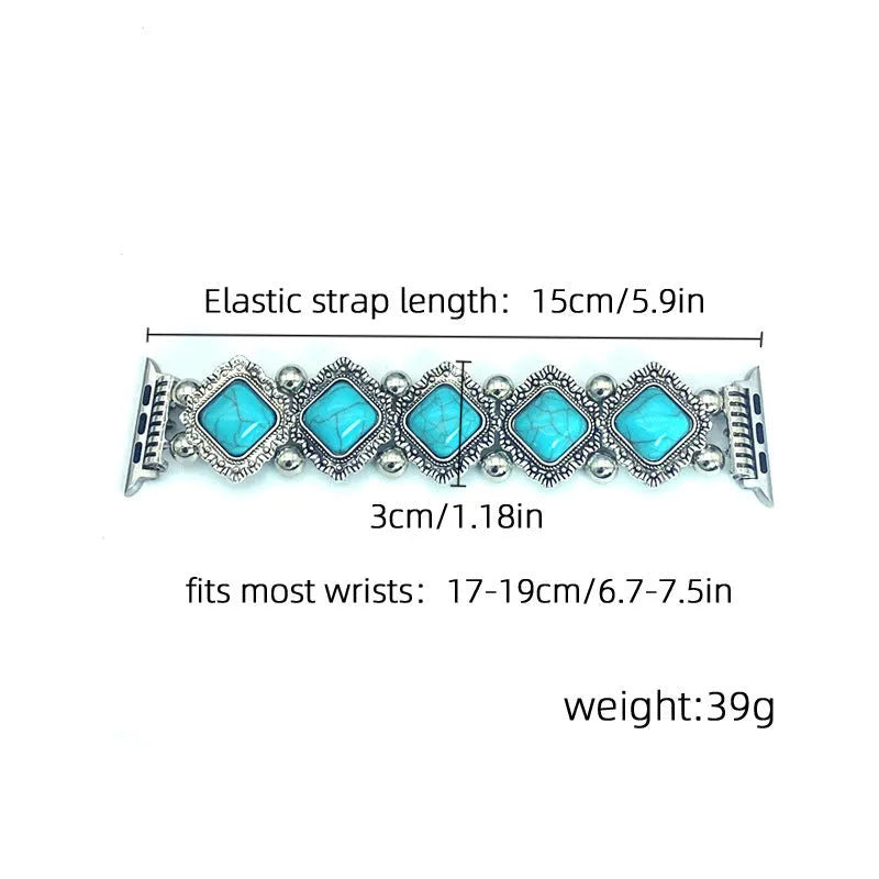 Bohemian turquoise smart watch strap for 38mm to 49mm watches, 15cm length, fashion style