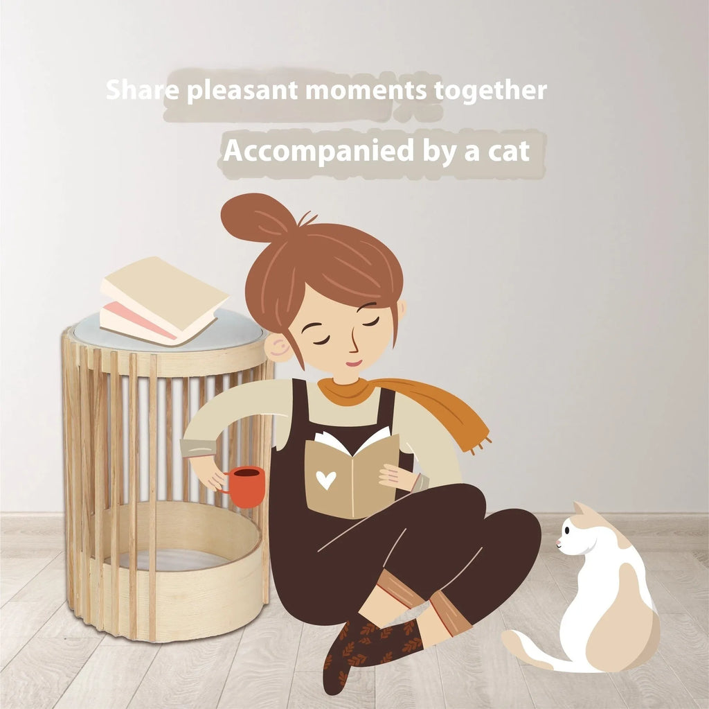 Simple solid wood cat climbing frame with 40x60cm size and bite-resistant column for indoor use