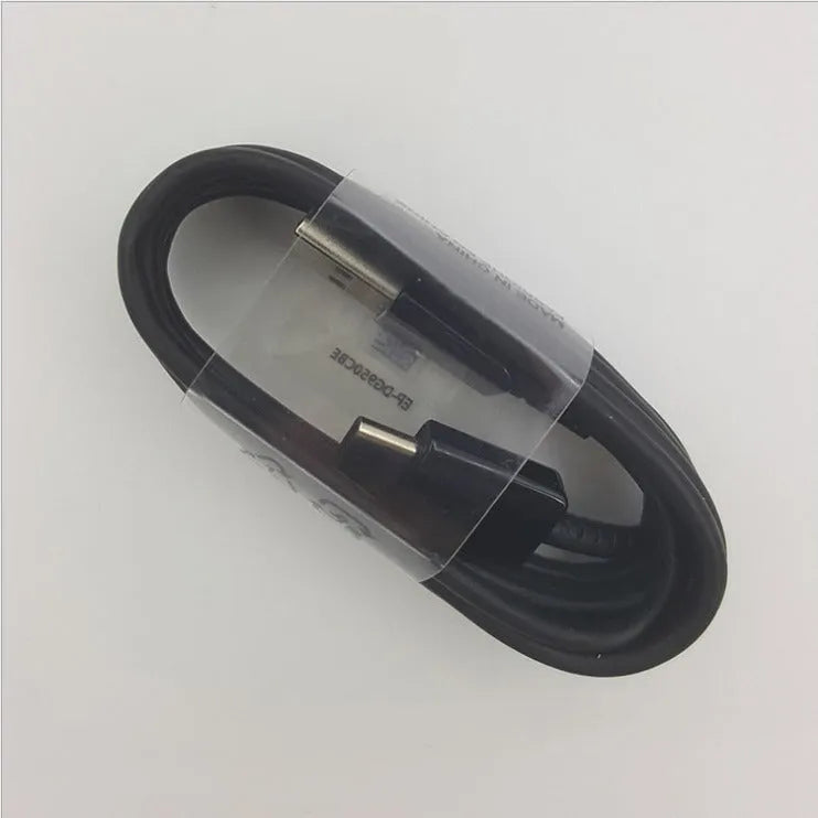 Black Type-C fast charging data cable 1m copper wire on white background