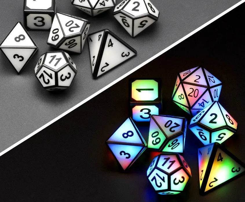 Charging luminous dice chip LED set in ABS plastic with rounded style