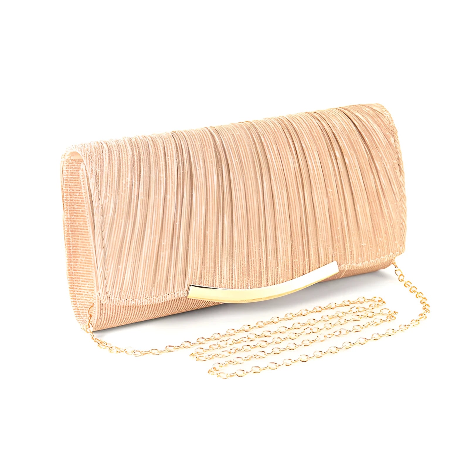 Ladies dinner bag solid colour flap chain crossbody bag in silver and champagne, 23x12x5.5 cm polyester