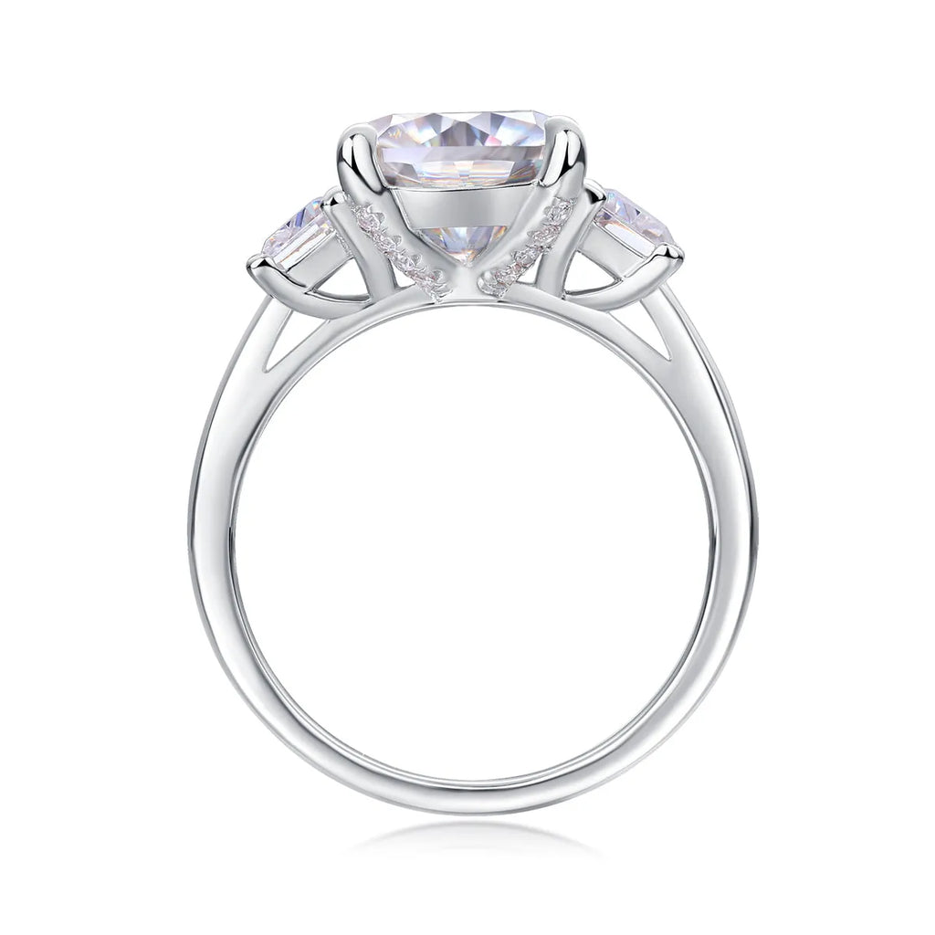 Square 9x9mm moissanite wedding ring set in S925 silver with platinum plating, gift box packaging