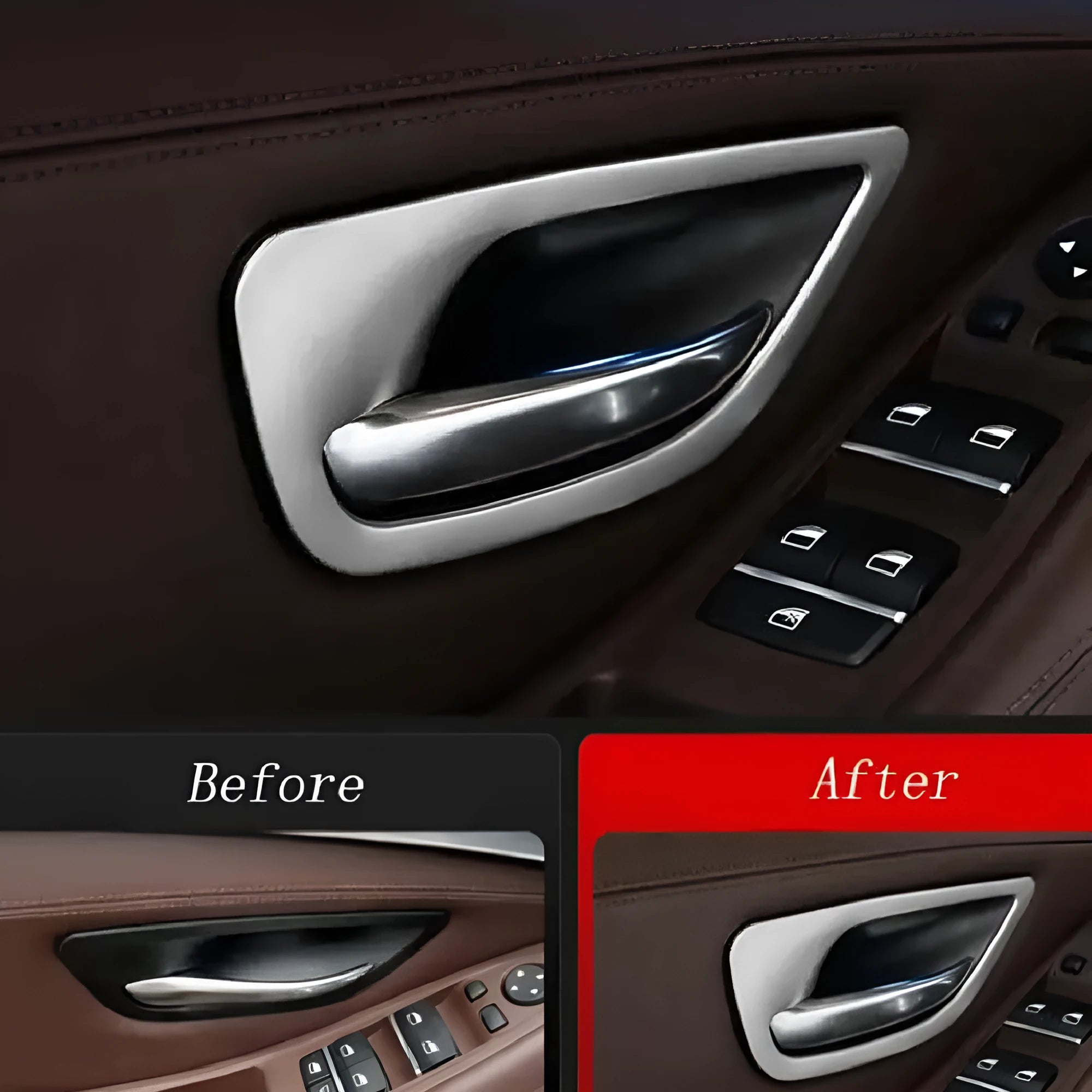 BMW 5 Series F10 F11 interior door handle decorative trim strips set of four pieces