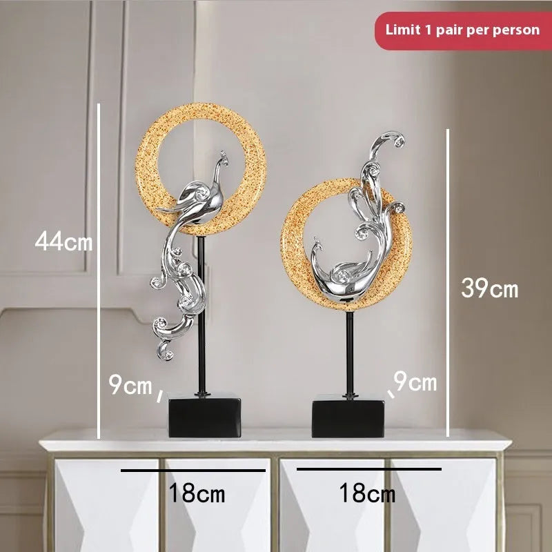 Large resin phoenix ornament in European style available in rose gold, red and silver colours