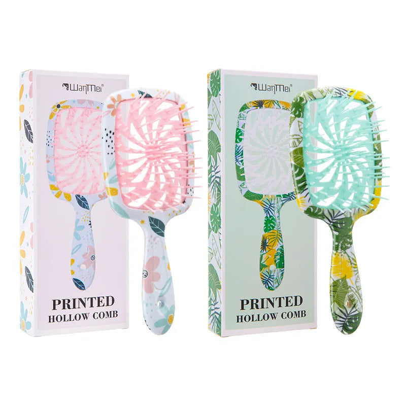 Shunfa massage hollow comb in pink for wet and dry hair grooming, over 20cm long