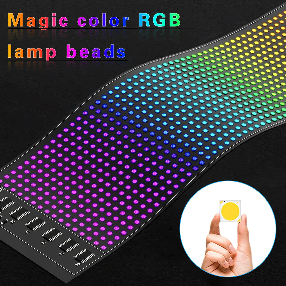 Black flexible LED car advertising screen with USB power and RGB magic colour, PU FPCB soft panel