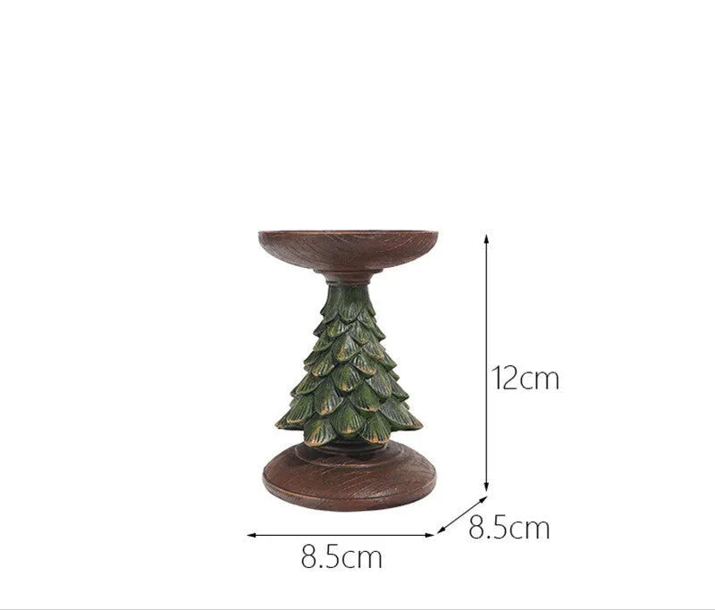 Resin Christmas tree candle holder in small, medium, and large sizes for festive living room decor