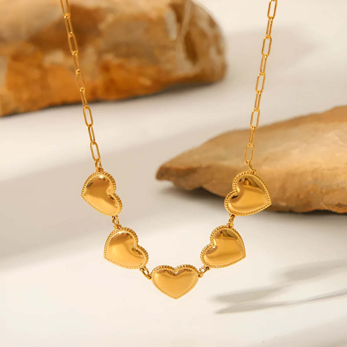 Stainless steel heart pendant necklace with electroplated finish in HC-N40093 colour