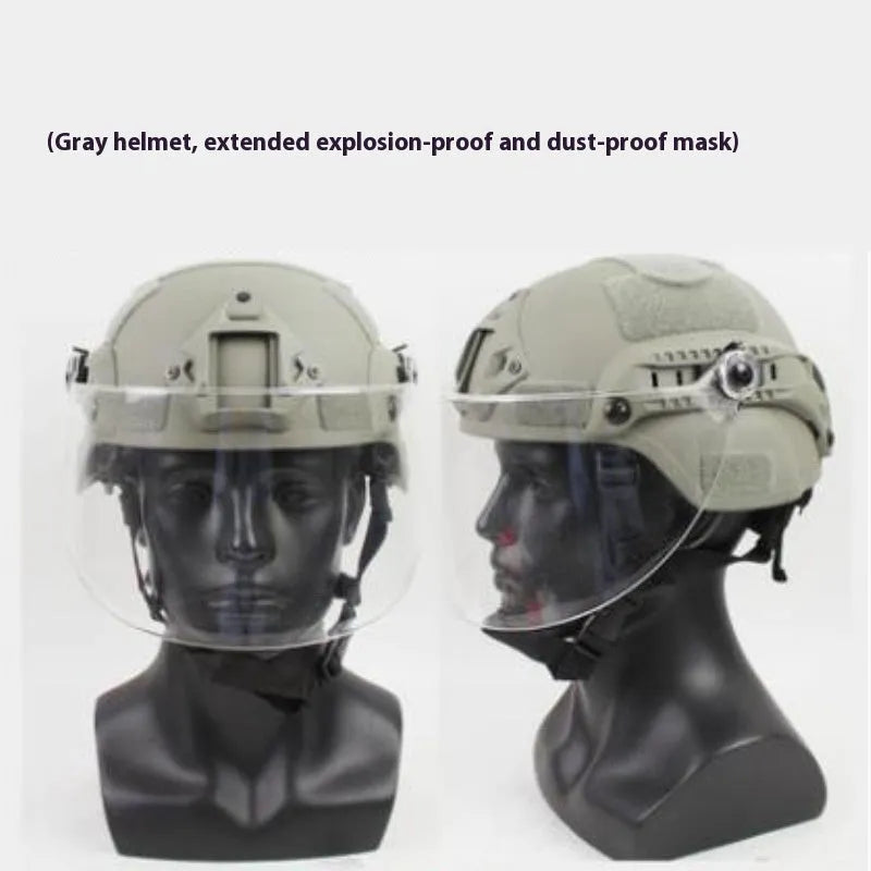 Transparent anti-riot protective patrol tactical helmet with explosion-proof mask in multiple colour options