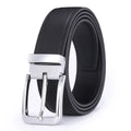Men's genuine leather belt with alloy pin buckle, 3.3cm width, embossed finish, water drop pattern
