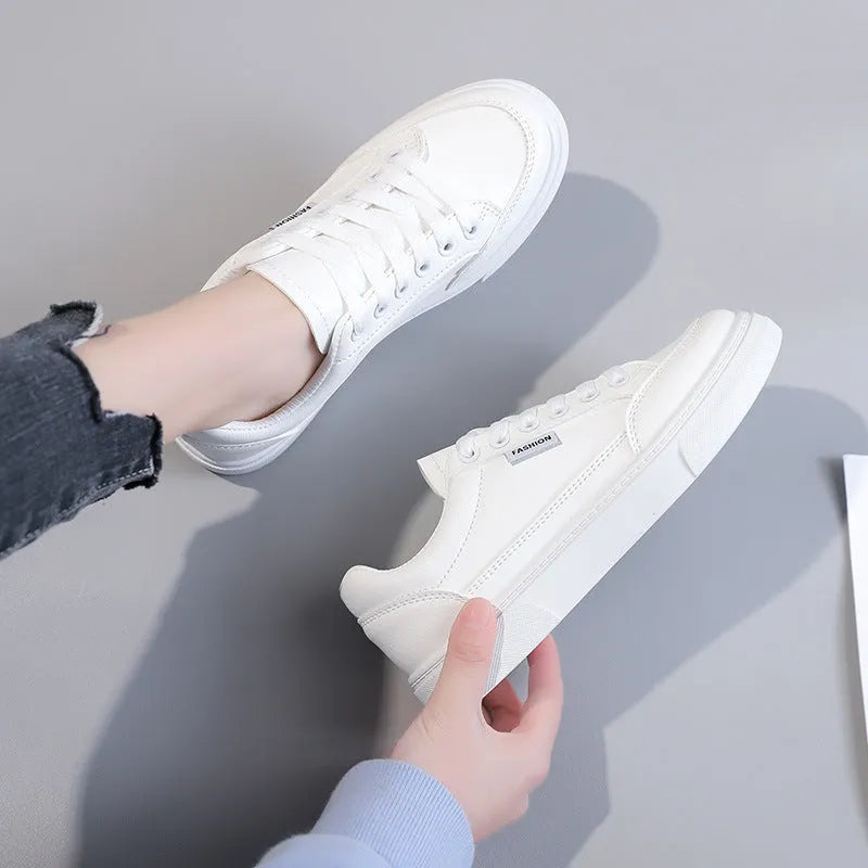 Korean style low-top sneakers in brown colour with artificial PU upper and plastic sole