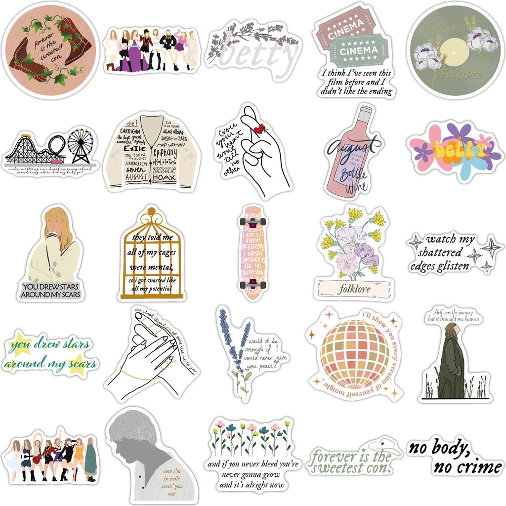 50 waterproof graffiti colour cartoon adhesive sticker sheets for luggage and notebook decoration