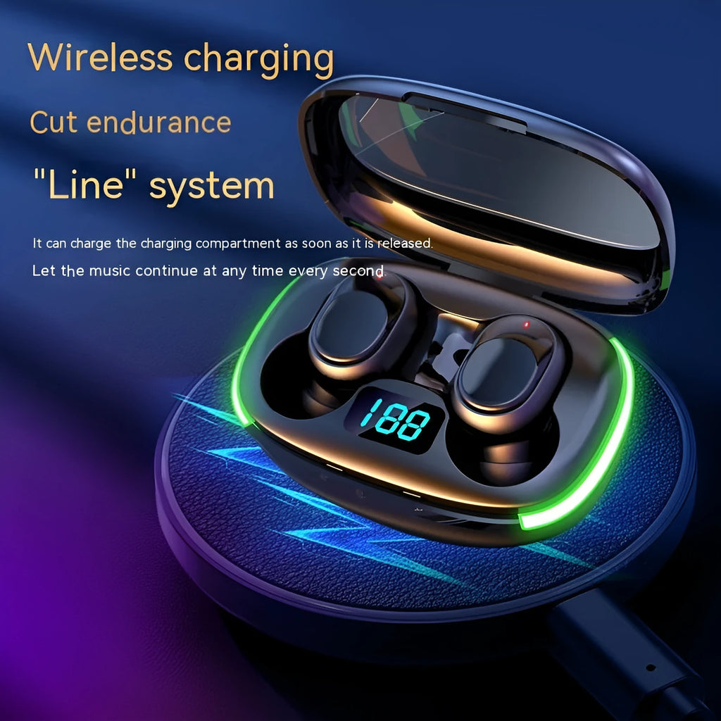 Black Y80 wireless Bluetooth in-ear earphones with charging display
