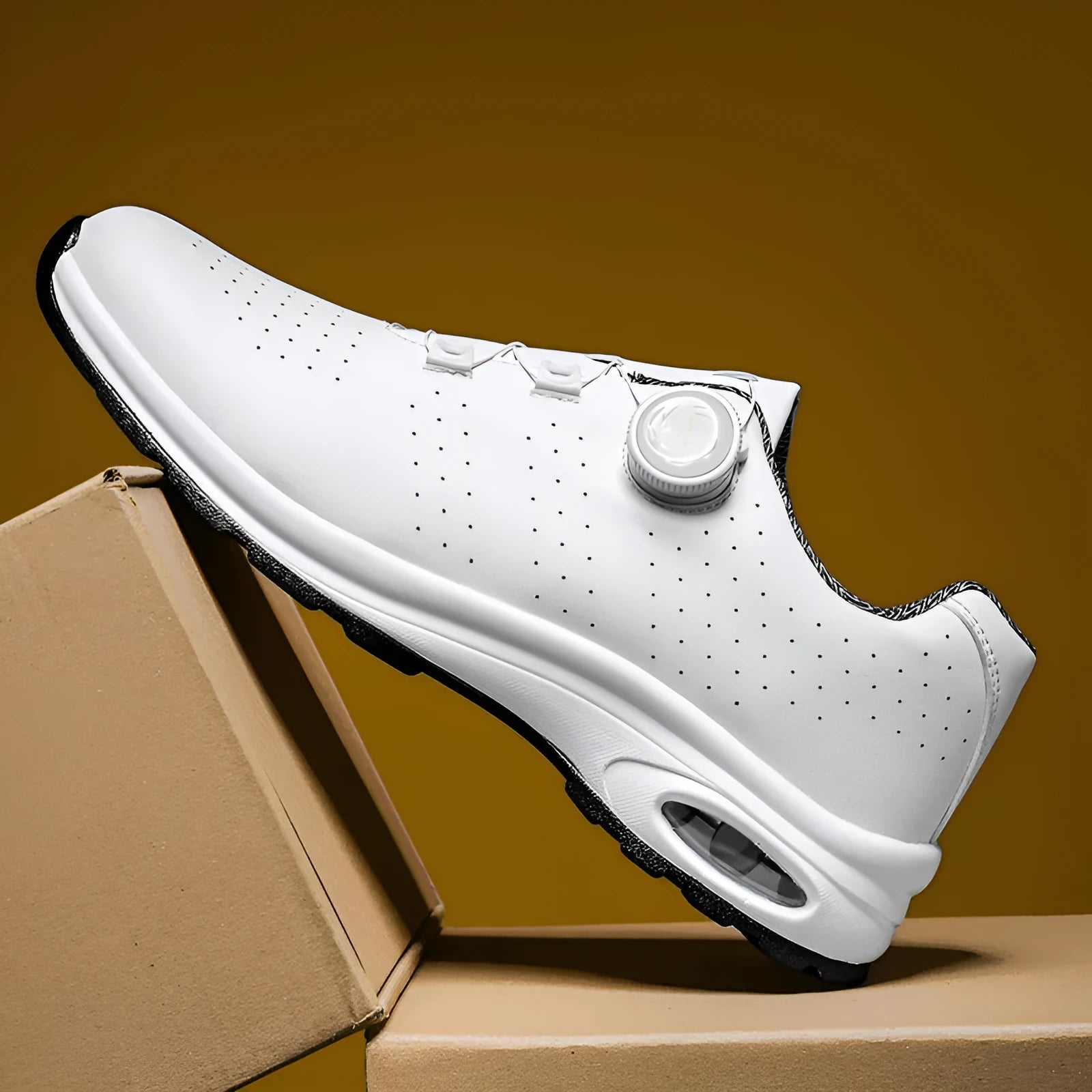 Black and white low top casual tennis shoes with mesh upper, cross shoulder straps, and composite sole.