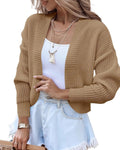 Women's short cape knitted cardigan sweater, long sleeve polyester, solid colour, sizes S to 3XL