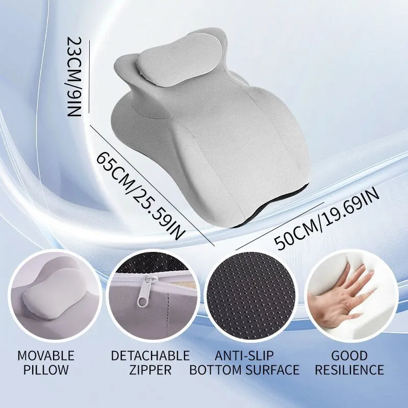 Memory foam leg pillow 65x50x23 cm in black or grey with spliced weave cover for leg support or floor mat use