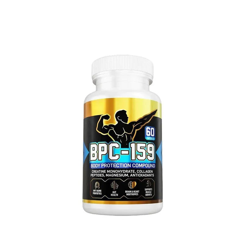 Bottle of body energy supplement capsules, a dietary supplement for skin health