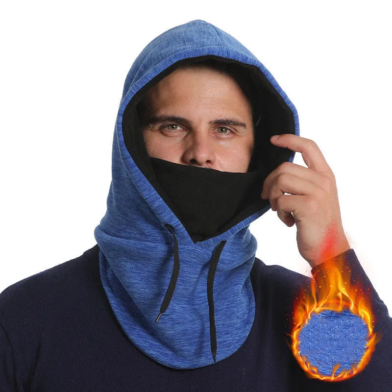2-in-1 winter cycling hat scarf unisex cotton satin dome cap windproof cold-proof black blue light grey navy wine red