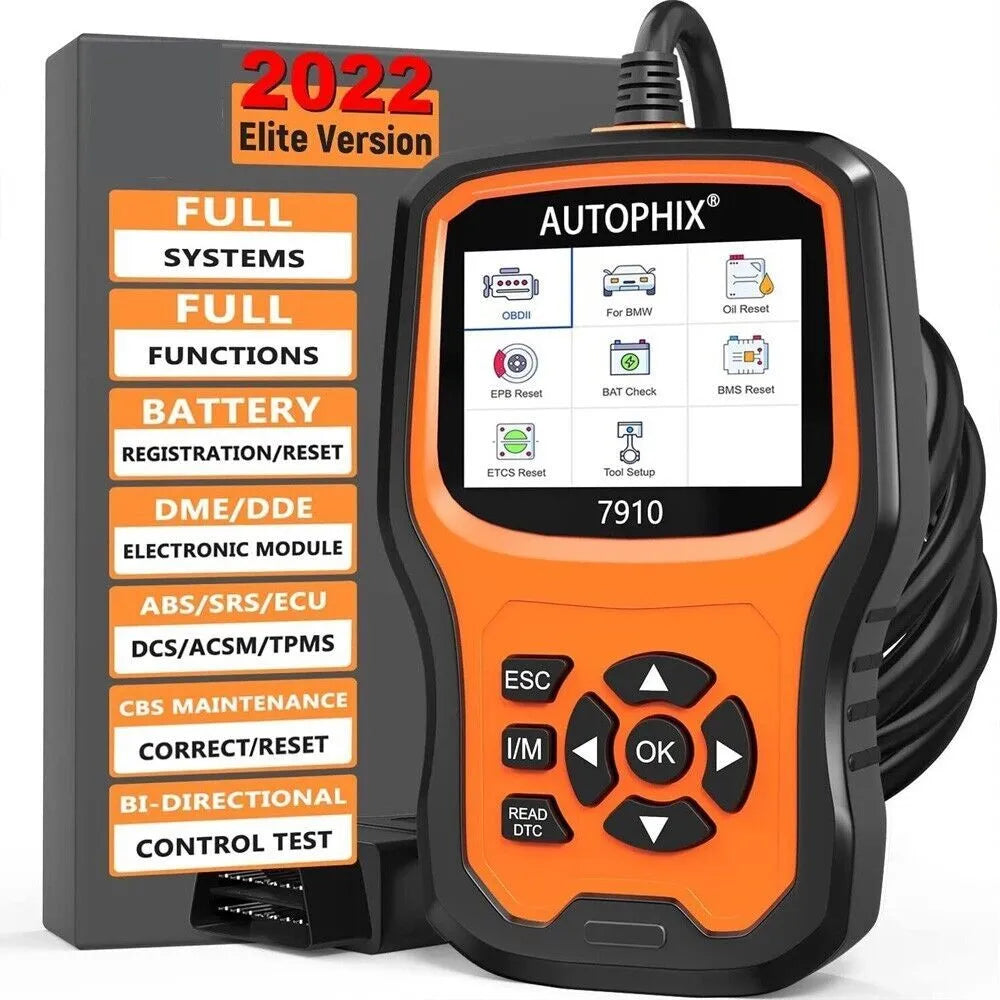 Autophix 7910 automotive diagnostic scan tool for BMW vehicles and universal OBD2 engine fault codes