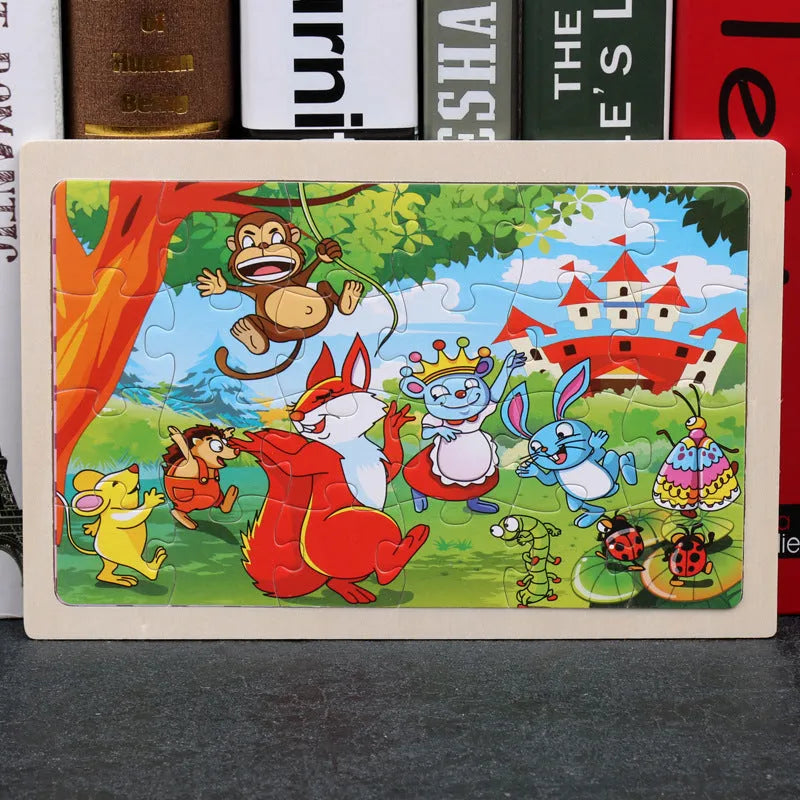 80 piece wooden animal jigsaw puzzle in iron box with non-toxic paint for children aged 3+