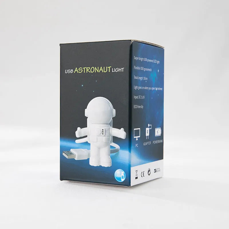 Mini astronaut USB night light hanging type in pink or green, 75 x 75 x 18mm with 2 metre cable