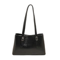Retro underarm shoulder bag in PU material with horizontal square shape, double jointed strap, and sandwich pocket – large capacity handbag