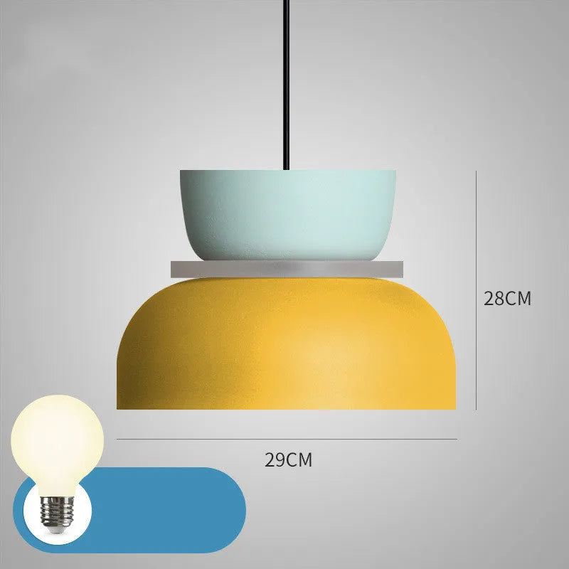 Nordic minimalist iron pendant light fitting with colour-matched finish and warm white bulb