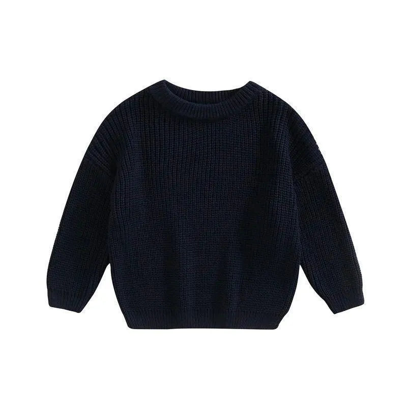 Girls' solid colour crew neck casual sweater in rabbit fur with star pattern, beige option, shown on child