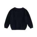 Girls' solid colour crew neck casual sweater in rabbit fur with star pattern, beige option, shown on child