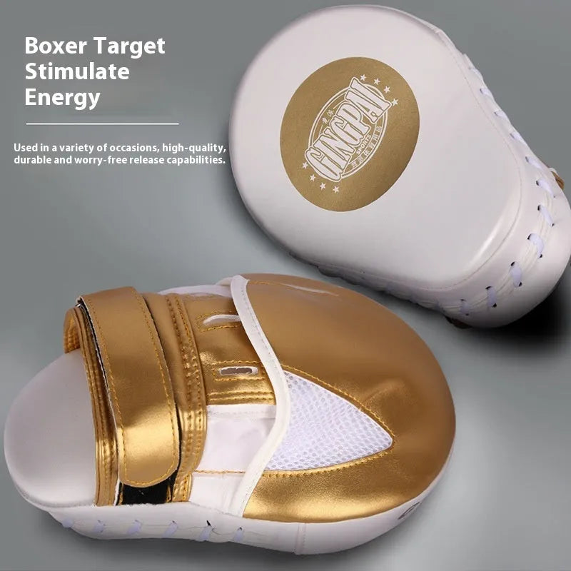 Vertical boxing sanda baffle target in gold colour with PU leather construction