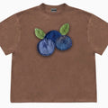 Blueberry patchwork short sleeve T-shirt in ice oxygen cotton with loose fit and round neck