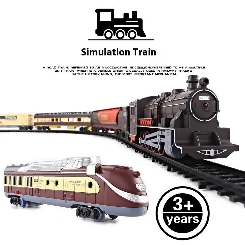 Retro electric rail car small train assembled model plastic educational toy for kids hands-on learning