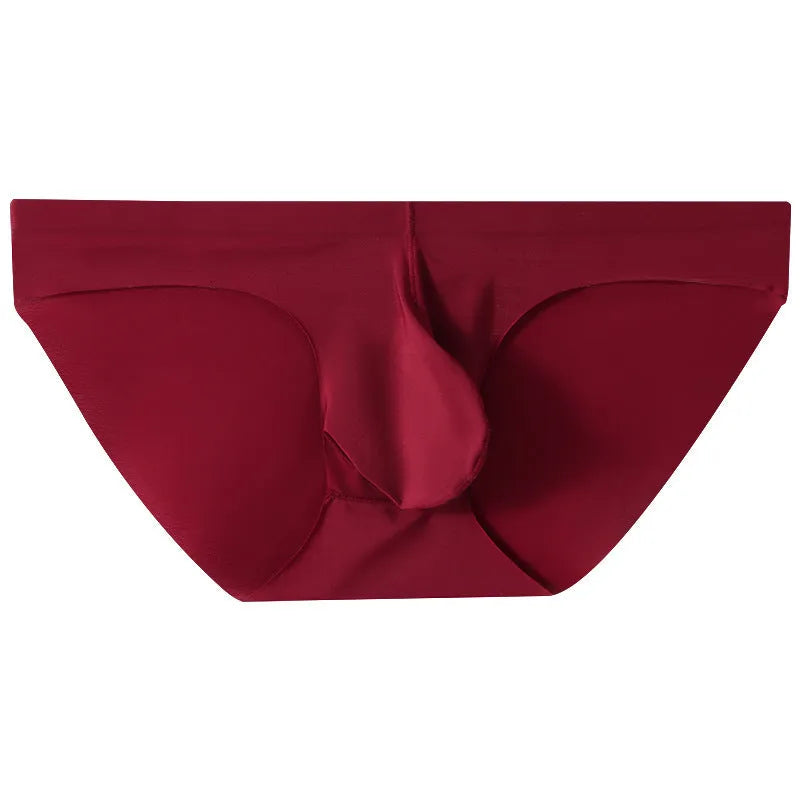 Men's ice silk seamless briefs with bullet separation pouch in multiple colour options