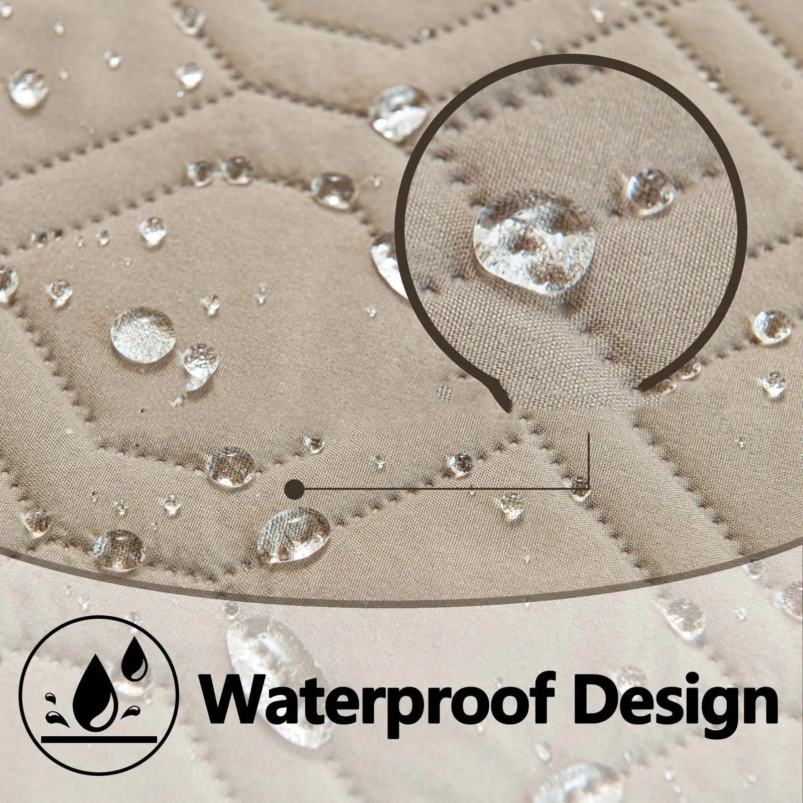 Reversible waterproof dog sofa cushion shown in dark grey and khaki beige colour options