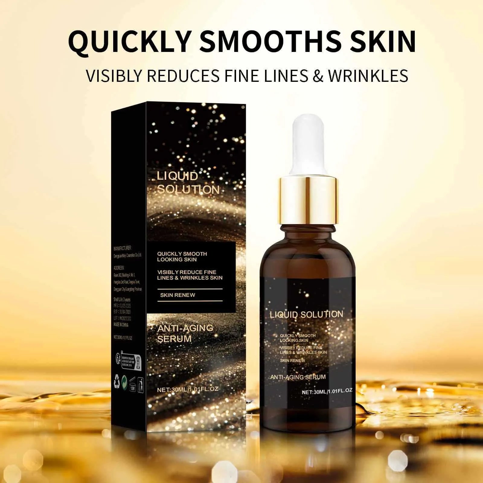 30ml facial moisturising liquid bottle with hyaluronic acid and glycerin for delicate skin care
