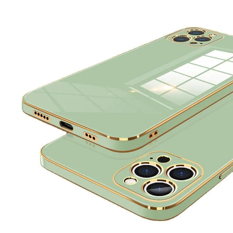 Simple 6D straight edge electroplated TPU case for iPhone 16 shown in mint green colour.