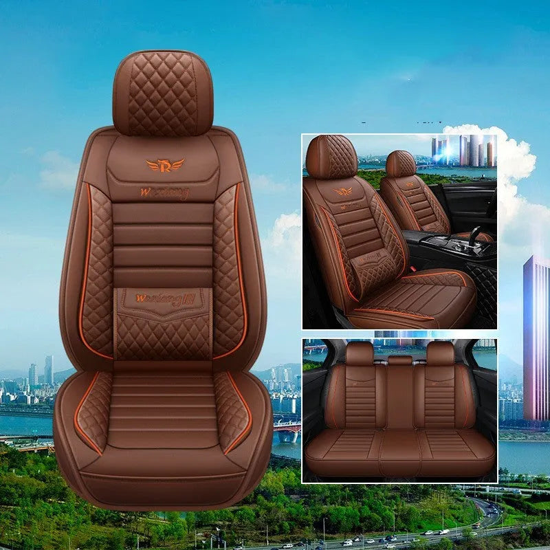 Red leather car seat cushion with high elastic sponge filler on a car seat.
