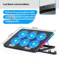 Laptop radiator air cooling base with fan, RGB phone bracket, 360x255x27mm, black colourful version