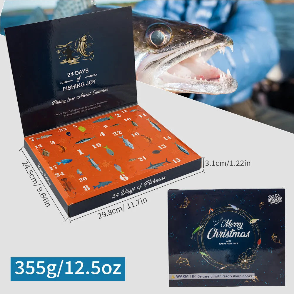 24-piece metal Christmas mino bog fishing lure set in 01 style colour.