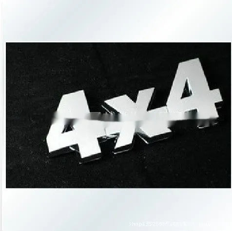 Metal 3D car badge for off-road 4x4 vehicle rear, 9cm x 3.5cm, silver finish