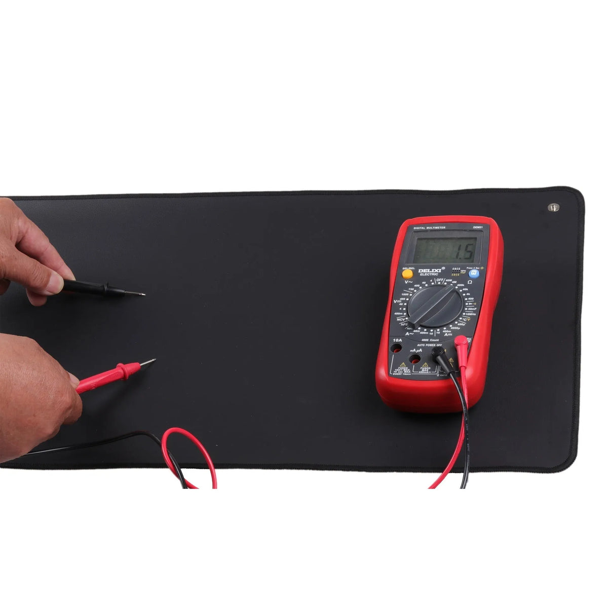 Black conductive PU grounding yoga mat 40x60cm with foot pad on floor