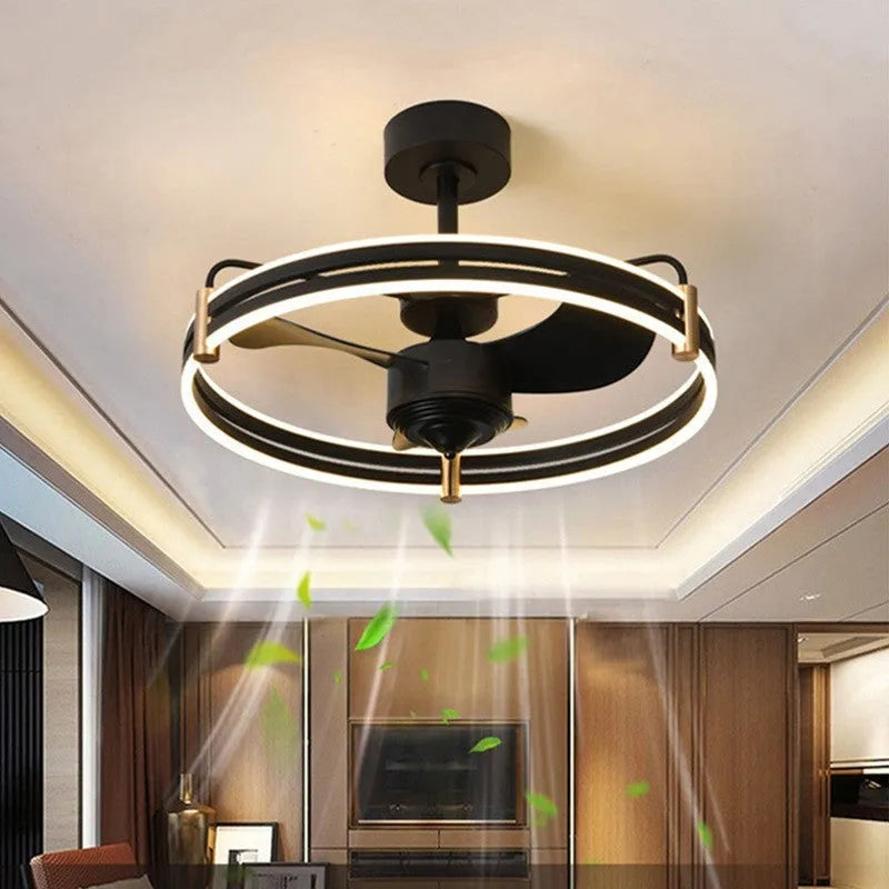 60cm ceiling fan with light, ABS blades, acrylic lampshade, remote control, black or white, 220V