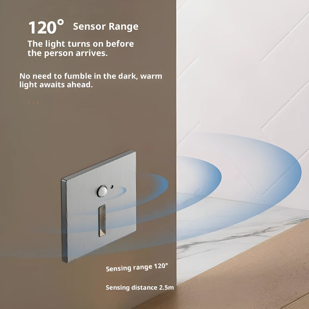 New intelligent human body infrared sensing metal wall lamp geometric stereo shape PVC shade 1.5W 3000K brushed gold