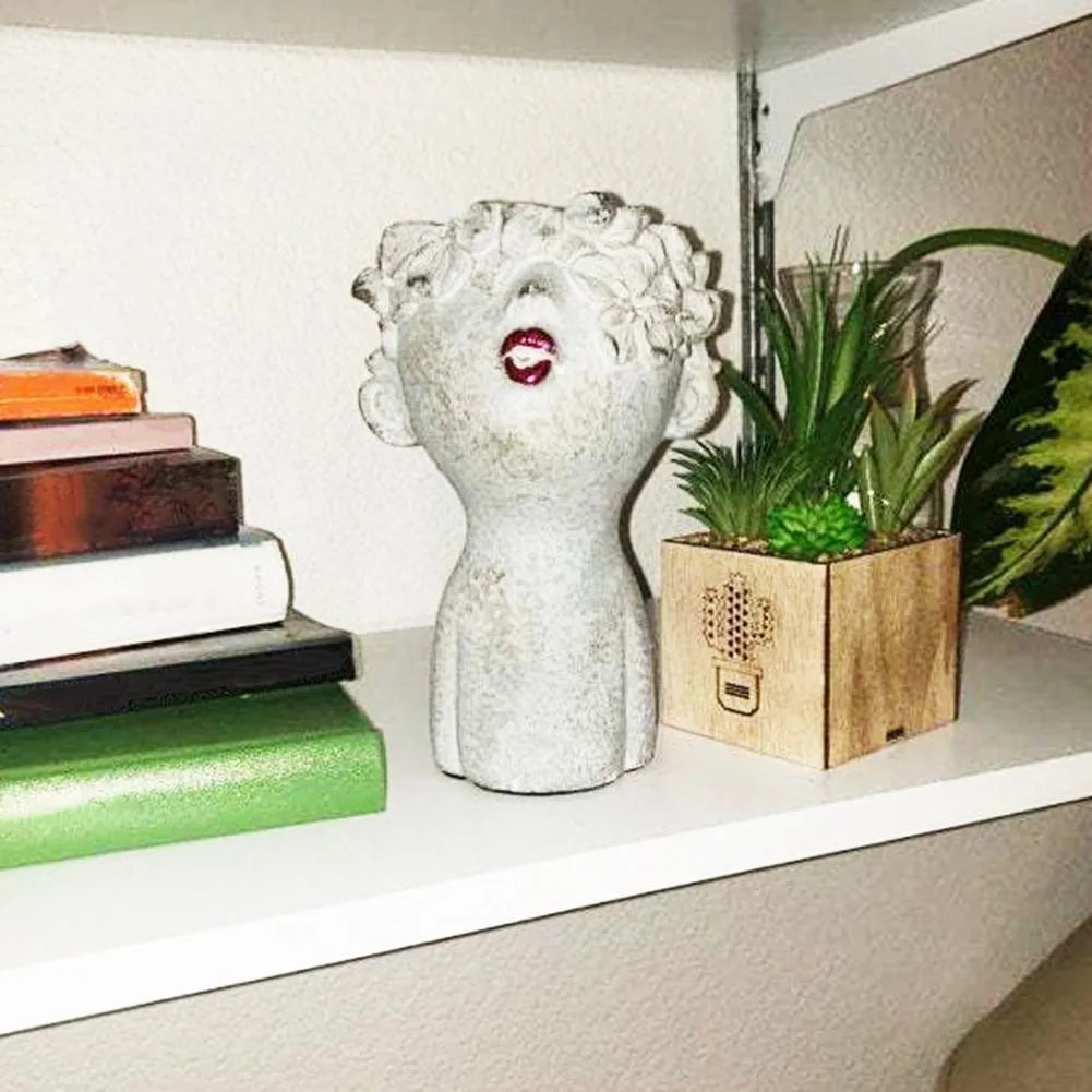 Resin garden faces flower pot with face-modeling design in picture colour