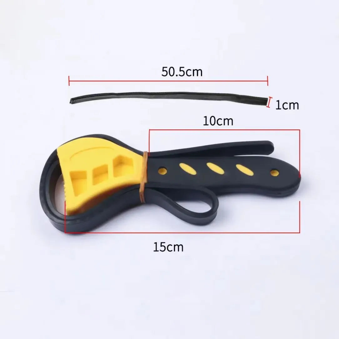 A 6 inch and 8 inch rubber strap wrench set with adjustable straps and phosphated metal finish.