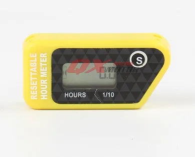 Black waterproof LCD maintenance reminder timer for engine hour tracking on vehicles and machinery.