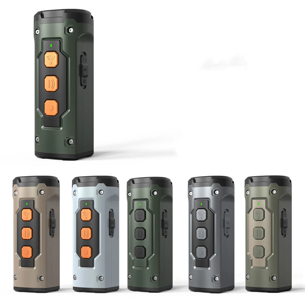 Dog Drive Ultrasonic three-head bark deterrent with LED flashlight in orange plastic case