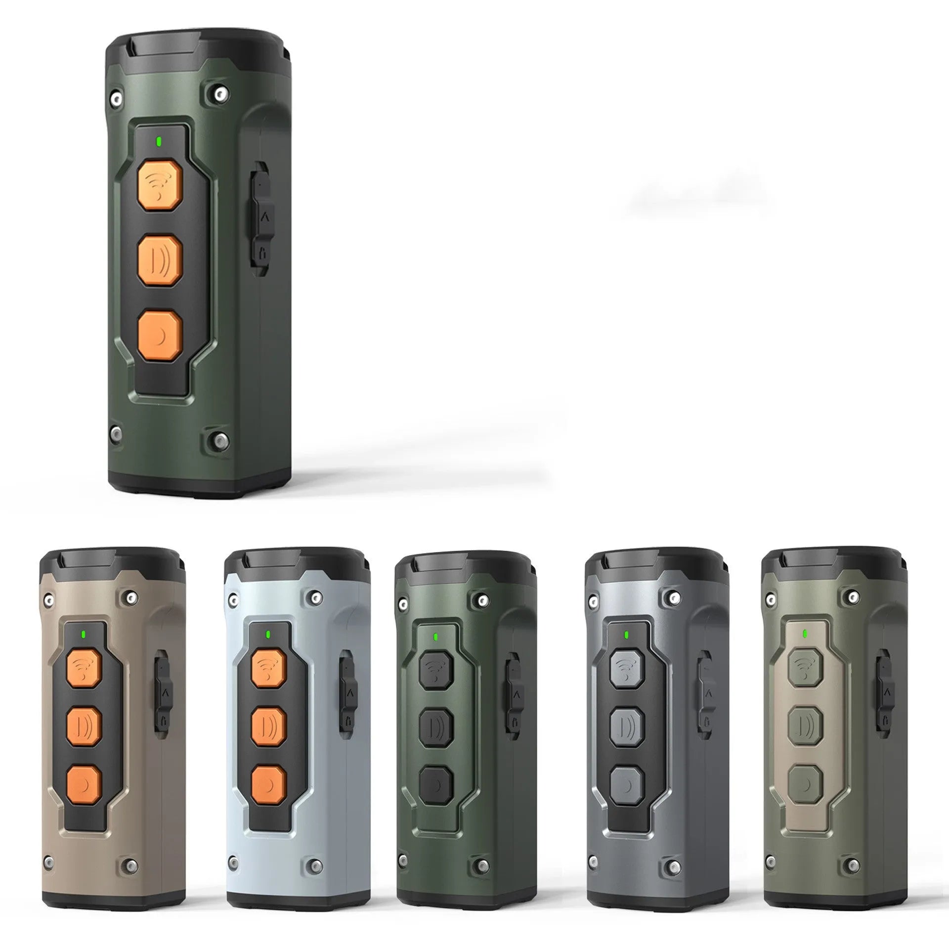Dog Drive Ultrasonic three-head bark deterrent with LED flashlight in orange plastic case