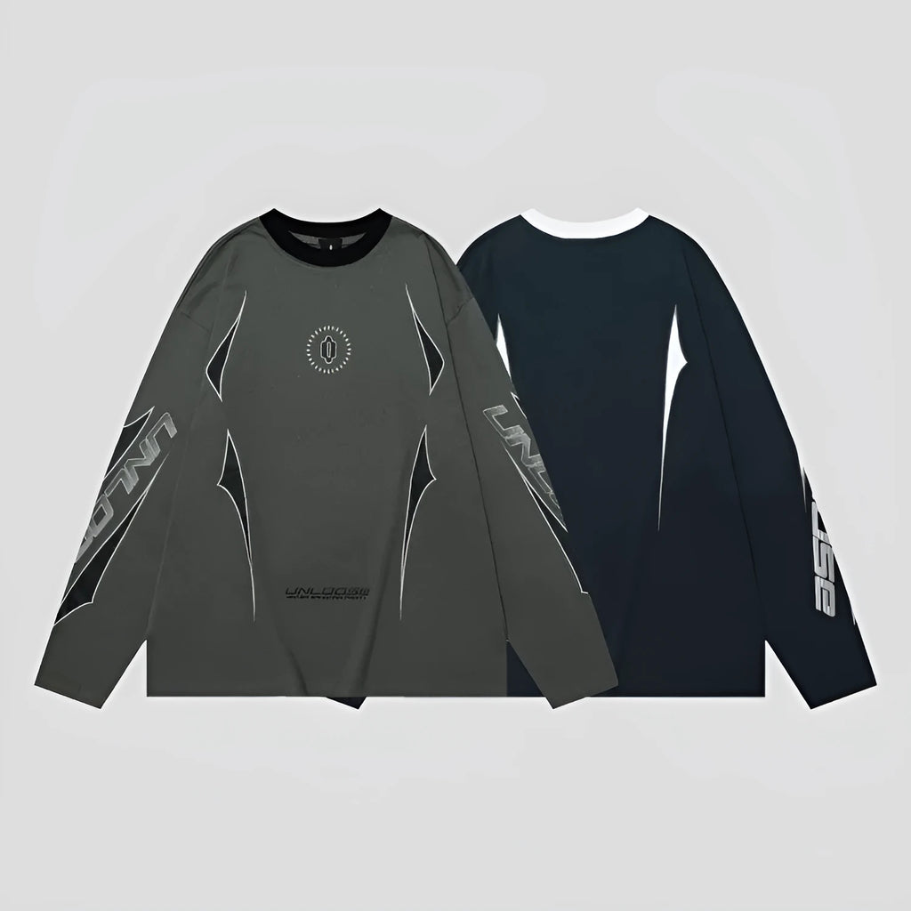 Grey cotton pullover jumper with drop shoulder sleeves and round neck in loose fit style